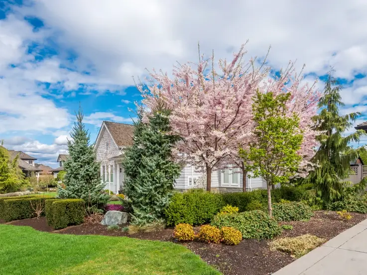 front yard hardscape and driveway design for older Sunset neighborhood home in Renton